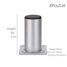 4개/대 알루미늄 가구 다리 캐비닛 발 DIY 두꺼운 조절 -30CM TV 지원 욕실 피트, 17 Height 8cm - Silver