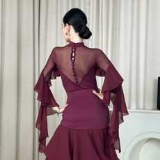 왈츠 댄스복 블라우스 라인 바디슈트 공연의상 라틴