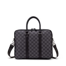 手提包男新款大容量商務休閒斜挎包公文包男士男包電腦包時尚百搭潮流多收納簡約隨行包, 格子