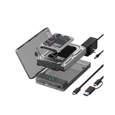 Ext. Case for 3.5\" HDD to USB 3.2 Gen 1 Type-C + A 5 Gbit/s, 1 Bay 2.5''/3.5'' SATA Dock