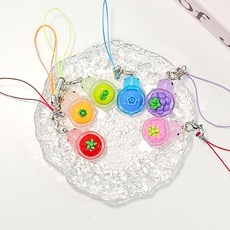 럭키터틀 행운의 과일 거북이 핸드폰줄 6종, 6종세트(빨주초파보핑), 1세트