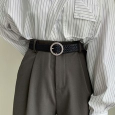 方便耐用免打孔女士皮帶ins風百搭編織帆布牛仔褲褲帶腰帶女裝飾