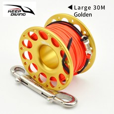 1PCS 15M 30M 스쿠버 장비 스틸 스풀 핑거 다이빙 다이빙 합금 SMB 스테인레스 케이브 엔드 알루미늄 더블, Golden 30M