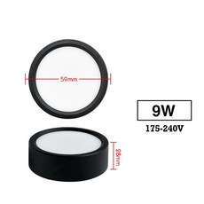 Led Downlights 220V 천장 스팟 램프 9W 12W 18W 아래로 빛 표면 탑재 패널 조명 주방 설비 룸 홈 장식, 9W Black, Natural White