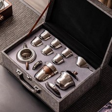 純鈦 旅行茶具套裝 公道杯 小茶壺 三才蓋碗 6只功夫小茶杯 禮盒, 商品主圖, 1個