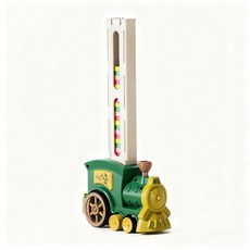 電動骨牌小火車 自動發牌多米諾兒童玩具 兒童益智玩具 骨牌遊戲, 骨牌小火車-綠色, 1套