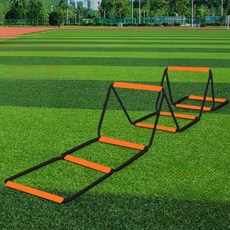 축구 훈련용 접이식 스텝레더 민첩성 사다리 운동 속도 트레이닝 체력 강화 스포츠 연습용 스피드 향상 체력훈련 줄사다리 다기능 활용 축구 농구 풋살 스타스포츠 매트 스킬트레이닝, 1개, 블루 10칸 4.2m 수납가방 포함