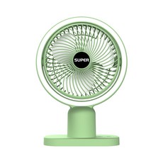 SUPER 桌面循環風扇 便攜式迷你USB充電風扇, 無刷電機, A01燈光風扇-綠色