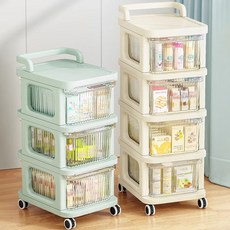 리빙원 서랍형트롤리 이동식기저귀함 이동식 다용도트롤리 트롤리정리함 이동식보관함 수납형트롤리, 크림, 4단