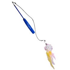 Ourpets 逗貓棒系列 二節/三節伸縮釣竿 伸縮逗貓棒 貓玩具 貓咪玩具, 1個, CT-001二節式-響紙球羽毛