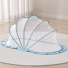 嬰兒蚊帳罩可摺疊牀上寶寶蚊帳兒童嬰兒牀家用小孩無底蚊帳免安裝, 1個, 淡靄藍升級款:長98*寬55*高55 0-2歲