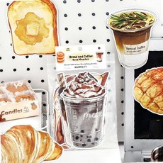 빵 커피 일러스트 엽서 세트 디저트 음료 카드 편지지 베이커리 카페 디자인 스티커, 상세페이지 참조, 빵과 커피 엽서15장팩