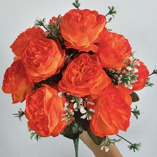 늘솜아뜰리에 고급 성묘꽃 산소 조화 인테리어 조화, 2.레넌로즈-오렌지