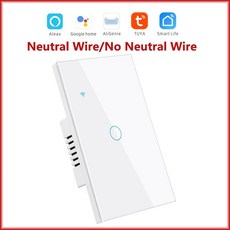 투야 스마트 스위치 미국 중성선 중성선 불필요 1 2 3/4 갱 라이트 와이파이 터치 스위치 알렉사 구, 121JL WHITE 01
