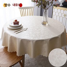 원형 식탁보 고급 레이스 자수 테이블 커버, 샴페인 로즈