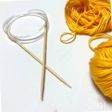 손뜨개 털실 뜨기 공예 취미 수공예 작업 도구 원형 줄 연결 대나무 우드 바늘, 1개