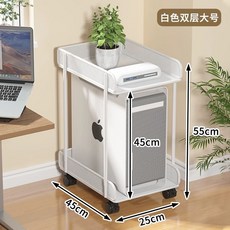 이동식 PC받침대 데스크탑 컴퓨터 트레이 블랙 45xx0cm 본체 거치대 선반 바퀴형, E. 화이트 이중층 대형 브레이크 휠을 보내기위한 비밀