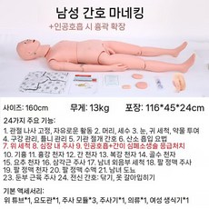 간호실습 인체 모형 관절고무밴드 간호 교육 실습 용 모델 교부재 훈련 간병인을 요양보호사, 6.생식교환남성간병인+가슴기복