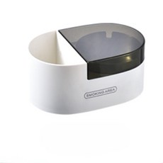 多功能壁掛式煙灰缸，附帶置物空間，簡約時尚設計，易於清潔, 白+透黑, 1個