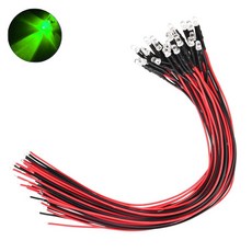 3파이 24V LED 그린 표시등 저항내장형 와이어 케이블 일체형 제어판넬 산업용 전기배선 DIY 전자부품 자동차 오토바이, 10개