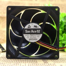 쿠쿠스토어 Sanyo Ace 92 9GA0912P4G04 DC 12V 0.28A 9cm 더블 볼 베어링 냉각 선풍기, [01]자전거 보조바퀴  Sanyo San Ace 92, 1개