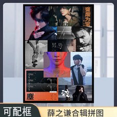 薛之謙木質拼圖有框1000片，高難度手工製作明星周邊禮物, 1個, 薛之謙Y-987,木質300片盒裝