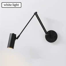 마르세유 금속 트럼펫 스윙 암 벽 램프 침실 옆 홈 장식 공부 독서 화이트 블랙, 06 black A, 03 Cold light, 12) US plug black - Cold light