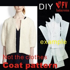 패턴 넥 라운드 여성 랜턴 BWT-19 그리기 1:1 코트 짧은 구조 의류 소매, Size 4XL, 1개