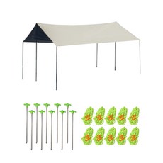 캠플 블랙코팅타프 + 로프 + 팩, 베이지