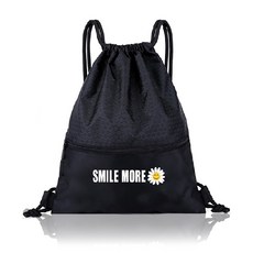 언즈 스마일 조리개 파우치 스포츠 방수 짐색 보조 실내화 가방, 조리개 블랙, 1개