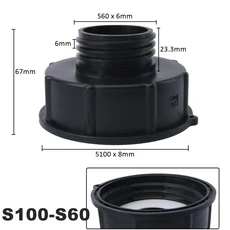 쿠쿠스토어 1000리터 IBC 탱크 어댑터 S0 x 1/2" 나사 커넥터 톤 배럴 조인트 피팅, 13 S100 To S0