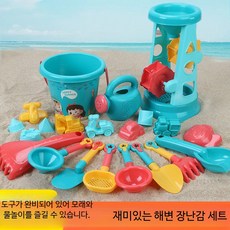 모래놀이세트 해변 야외활동 놀이터, 1개, 1000g, 모래통 푸시카트 대형 삽 25개