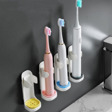 전동 칫솔 홀더 물빠짐 접착식 칫솔꽂이 벽 부착 칫솔 거치대 욕실 정리함 물기제거 살균기 방지 용품 물기, 블랙