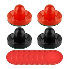 96mm 4 대/갑 ABS 에어 테이블 하키 디스크 액세서리 도구 퍽 푸셔 말렛 테이블 게임 재미있는 장난감 플라스틱, 검정과 빨강, 1개