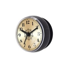 방수 욕실 시계 흡착판이 컴팩트한 장식용 원형 경량 화장실 세면실 주방용 무소음, Black Gray, 4. Black Gray Number
