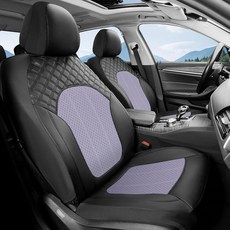 FLORICH 카시트 커버 앞 좌석 자동차용 가죽 시트 커버 방수 프로텍터 통기성 차량용 자동차 대부분의 트럭 SUV에 범용 핏 191043, 앞좌석 한 쌍, 블랙퍼플