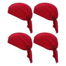 땀 흡수 Doo Rag 쿨링 듀 래그 헬멧 라이너 라지 오토바이 Do Rags 헤드 랩 반다나 스컬 캡 남성 및 여성용 형광 주황색., 레드 팩