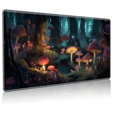 BREIDMKFM 매직 존이 있는 MTG용 플레이매트 61 x 35.6cm(24 14인치) MTG TCG용 게임 플레이 매트 트레이딩 카드 매트 데스크 스티치 가장자리 미끄, 버섯 숲, Regular