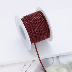 라인석 크리스탈 체인 DIY 주얼리 장식 의류 수선 부자재 원형 유리 액세서리 트림, 1개, SS6.5 2mm 10야드/롤 라이트레드 모카 2mm