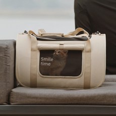 宜好購物 貓包 大容量便攜輕便款 貓咪小狗寵物外出背包斜挎手提外出包, 1個, 小號卡其 建議12斤內