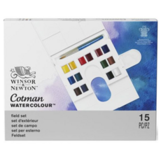英國 Winsor&Newton 牛頓學生級塊狀水彩攜帶式組合-14色, 詳見包裝, 1ml, 14個