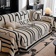 Pogeuni 레터링 사계절 다용도 쇼파커버 2인용3인용4인용쇼파커버, 1개, 화이트