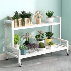 DP동봉국제무역 화분진열대 이동식 정리 선반 스텝형 대형 다용도 실내 베란다, 2단, 화이트 80cm