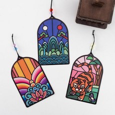 전통 조각스티커 썬캐쳐 장식 책갈피 만들기, 호작도 S250170A