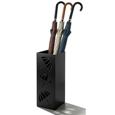 Seuqhk 금속 우산 홀더 출입구용 사각 독립형 스탠드 버킷 보관 실내 6 3 x 16 인치 블랙, Bla