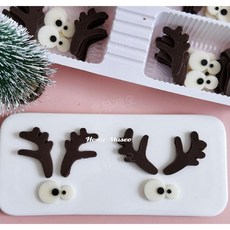 크리스마스 루돌프 뿔 눈 초콜릿 케이크 머핀 디저트 데코 장식 (24세트), 24세트의 뿔