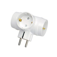 국산 멀티탭 T자형 3구 벌크, 1개, 화이트, 80mm