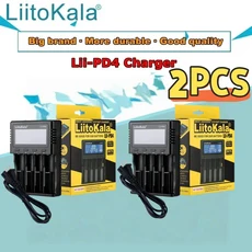 LiitoKala LCD 4슬롯 스마트 충전기 18650 21700 10440 26650 1.2V MH3.7V Lii-PD4, 01 미국, 01 China Mainland, 03 2pcs(Lii-PD4)