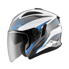 ZEUS 瑞獅 613B ZS-613B AJ33 輕量化內墨鏡眼鏡溝安全帽, 白/藍,M 55～56