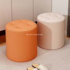 낮은 원형 가죽 스툴 거실용 소형 디자인스툴 가정용 스툴 인테리어 보조의자 푹신한 착용감 현관 신발 갈아입기 편리한 스툴, 1개, 오렌지 높이 40cm 고양이 발톱 가죽
